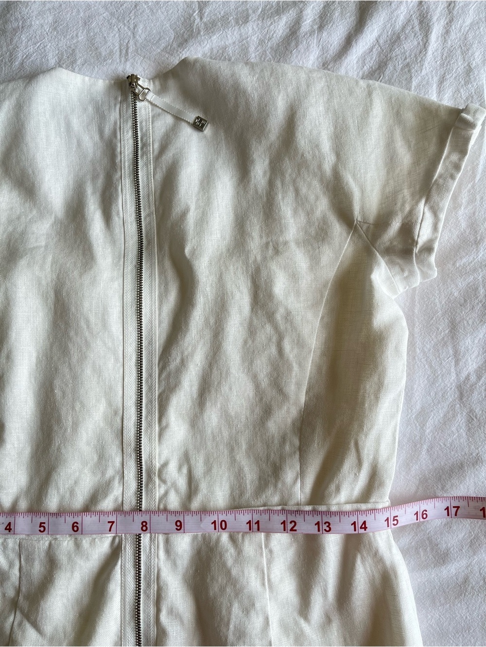 Sandra Angelozzi 100% Linen White Square Neck Dress Fully Lined EU 36 US 6 - Picture 8 of 16